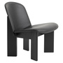 HAY Chisel Lounge Chair Front Upholstery Leather and Sheepskin Eiche schwarz lackiert, Kunststoffgleiter, Schwarz - Leder Sense