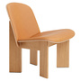 HAY Chisel Lounge Chair Front Upholstery Leather and Sheepskin Eiche lackiert, Kunststoffgleiter, Cognac - Leder Sense