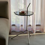 &Tradition Halten Side Table SH9 Edelstahl poliert, Verde Guatemala Marmor