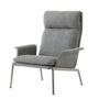 &Tradition Lounge Chair Muno LN17 Highback mit Armlehne von &Tradition Medium gray 126 - Hallingdal, Chrome