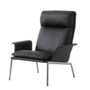 &Tradition Lounge Chair Muno LN17 Highback mit Armlehne von &Tradition Black - Noble leather, Chrome