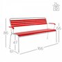 Schaffner Holzlattenbank Rigi mit Armlehne - Rot - Schwarz