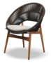 Gloster DINING CHAIR WITH ARMS - Stuhl mit Armlehne-Natural Teak / Umber Wicker-Blend Linen
