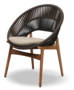 Gloster DINING CHAIR WITH ARMS - Stuhl mit Armlehne-Natural Teak / Umber Wicker-Blend Sand