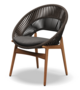 Gloster DINING CHAIR WITH ARMS - Stuhl mit Armlehne-Natural Teak / Umber Wicker-Blend Coal