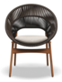 Gloster DINING CHAIR WITH ARMS - Stuhl mit Armlehne-Natural Teak / Umber Wicker-Blend Linen