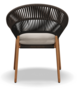 Gloster DINING CHAIR WITH ARMS - Stuhl mit Armlehne-Natural Teak / Umber Wicker-Blend Linen