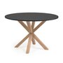 Kave Home ARGO - Tisch rund Ø 119 cm-Schwarz, Natur-Stahlbeine Holzoptik