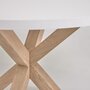 Kave Home ARGO - Tisch rund Ø 119 cm-Weiß, Natur-Stahlbeine Holzoptik