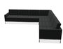 Knoll Florence Knoll Kollektion - Relax 7-Sitzer Sofa - Gestell hochglanzverchromt - Tonus Black