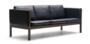 Carl Hansen & Søn CH163 Sofa - Leder Thor 301 - schwarz - Walnuss geölt