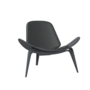 Carl Hansen & Søn CH07 Shell Chair - CHS Soft Farben - anthracite gray / Leder Loke 7150 schwarz