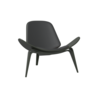 Carl Hansen & Søn CH07 Shell Chair - CHS Soft Farben - green / Leder Loke 7150 schwarz