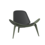 Carl Hansen & Søn CH07 Shell Chair - CHS Soft Farben - olive green / Leder Loke 7150 schwarz