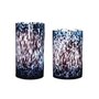 Huebsch Vase Glas blau/bordeaux s/2