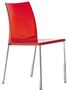 Pedrali Kuadra 1271 Stuhl-RT-Polycarbonat transparent rot-CR-Stahl verchromt