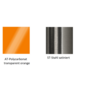 Pedrali Kuadra 1271 Stuhl-AT-Polycarbonat transparent orange-ST-Stahl satiniert