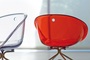 Pedrali Gliss 968 Drehstuhl mit Rollen-RT-Polycarbonat Rot Transparent