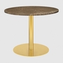 GUBI 1.0 Lounge Table Round Diameter 80 - Marble Brown Top - Brass Base
