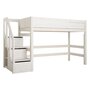 LifeTime Mittel Hochbett mit Treppe White wash