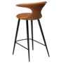 Dan-Form FLAIR counter stool Light brown leather with round black legs