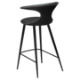 Dan-Form FLAIR counter stool Black leather with round black legs