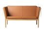 FDB Mobler J148 2-Sitzer Sofa-Eiche, Natur, Lackiert - Leder Semi-anilin, Cognac