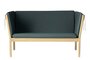 FDB Mobler J148 2-Sitzer Sofa-Eiche, Natur, Lackiert - Wolle, Dunkelgrün (4761)