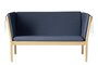 FDB Mobler J148 2-Sitzer Sofa-Eiche, Natur, Lackiert - Wolle, Dunkelblau (4125)
