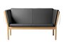 FDB Mobler J148 2-Sitzer Sofa-Eiche, Natur, Lackiert - Leder, Schwarz