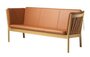 FDB Mobler J149 3-Sitzer Sofa-Eiche, Natur, Lackiert - Leder Semi-anilin, Cognac