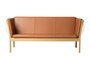 FDB Mobler J149 3-Sitzer Sofa-Eiche, Natur, Lackiert - Leder Semi-anilin, Cognac