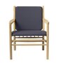 FDB Mobler J147 Sessel-Eiche, Natur, Lackiert - Wolle, Dunkelblau (4125) - Gab
