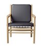 FDB Mobler J147 Sessel-Eiche, Natur, Lackiert - Leder, Semianilin, Schwarz