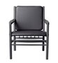 FDB Mobler J147 Sessel-Eiche, Schwarz, Gemalt - Leder, Semianilin, Schwarz