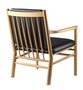 FDB Mobler J147 Sessel-Eiche, Natur, Lackiert - Leder, Semianilin, Schwarz