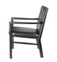 FDB Mobler J147 Sessel-Eiche, Schwarz, Gemalt - Leder, Semianilin, Schwarz