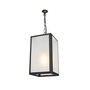 ORIGINAL BTC Small Square Pendant Light, External Glass, Weathered Brass - Frosted Glass