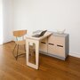 RADIS DREHTISCH MIT SIDEBOARD FOLDY- Hellgraue Vorfarbe, Tisch Aus Eiche Hell