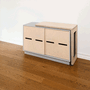 RADIS DREHTISCH MIT SIDEBOARD FOLDY- Hellgraue Vorfarbe, Tisch Aus Eiche Hell