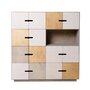 RADIS SIDEBOARD PIX 4X4, 14 TÜREN-  PEBBLE GREY, Türen WEISS OSMO, PEBBLE GREY und LIGHT OAK