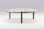 Wewood Corner-Runder Couchtisch-Walnuss Premium Marmor