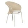 Mindo 114 Outdoor Dining Chair - Stackable - Beige Knit-Light Grey Aluminum