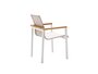 Solpuri SKY Stapelsessel mit Teak-Armlehne-Alu white / softex shell / Teak Onlay 