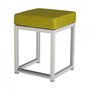 Maramo Barhocker Kubo Cube, Stahl-weiß - Linnen Look, Lime