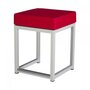Maramo Barhocker Kubo Cube, Stahl-weiß - Linnen Look, Rot