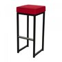 Maramo Barhocker Kubo Bar, Stahl-schwarz - Linnen Look, Rot