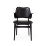Warm Nordic Gesture Chair with Black Lacquered Beech and Fully Upholstery - Black Prescott leather