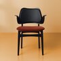 Warm Nordic Gesture Chair with Black Lacquered Beech and Fully Upholstery - Brick red/Black