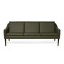Warm Nordic Mr. Olsen Sofa 3 Seater with Walnut Oiled Oak - Pickle green leather